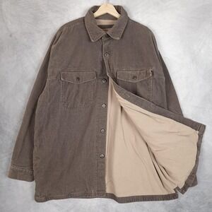 Life Is Good Jacket Mens XL Brown Corduroy Fleece Lined Shirt Jacket Workwear